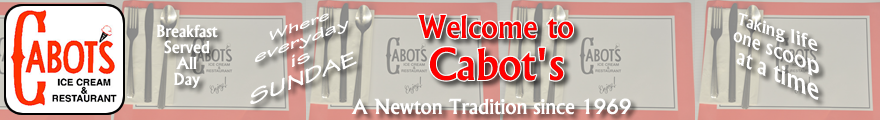 Cabot's Ice Cream & Restaurant welcome banner