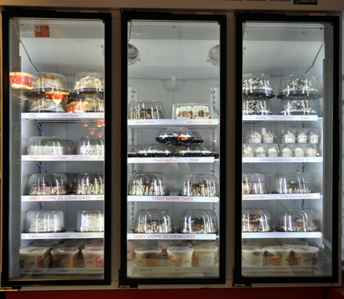 ice cream cakes and pies in our freezer