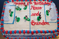 Order Ref: JUL-005 Soccer Red-White_Blue Themed Ice Cream Cake.