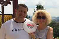 Budapest - The Danube in the background - Endre & Monika in Hungary