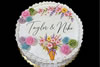 Order Ref: PI-583 10 Inch Flower Themed Photo Image Ice Cream Cake for Taylor & Niko