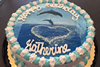 Order Ref: PI-521 8 inch Custom Dolphins Themed Photo Image Ice Cream Cake