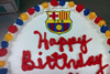 Order Ref: PI-138 Custom Photo Image Barcelona FC Themed Ice Cream Cake.