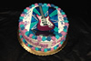 Order Ref: PI-177 Star Burst Purple Rock Guitar Photo Image Ice Cream Cake.