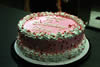 Order Ref: TR-007 Traditional Style Decoration with Pink Frosting White Trim and Heart Confetti.